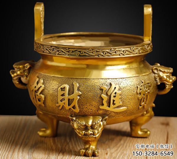 招財(cái)鎏金爐銅雕塑