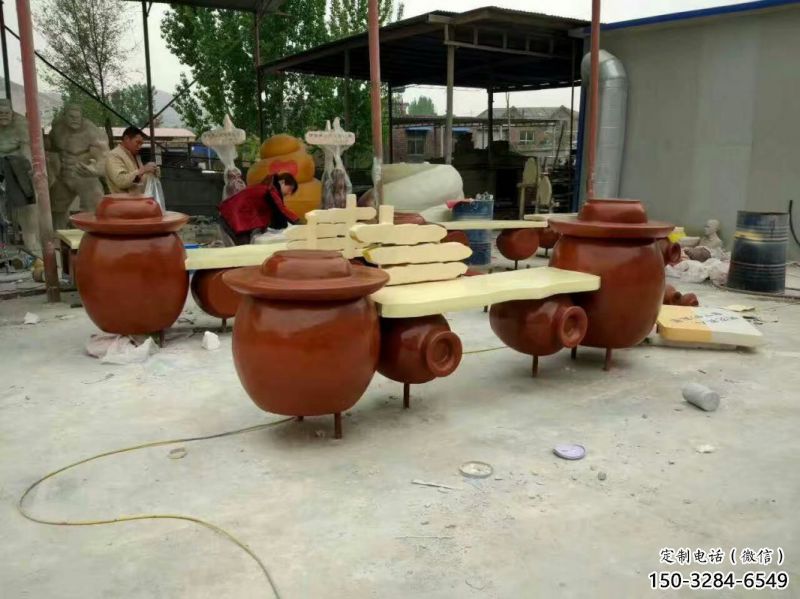 壇子坐凳雕塑,抽象藝術原理，玻璃鋼坐凳雕塑制作