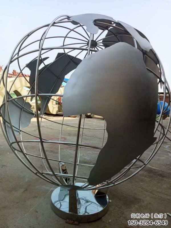 庭院地球儀雕塑，鍍金歐式雕塑，網(wǎng)格形式