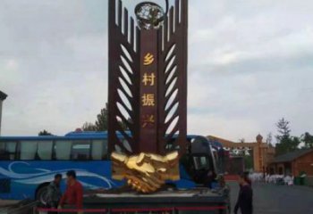 藝術類握手美陳雕塑，不銹鋼材質構件