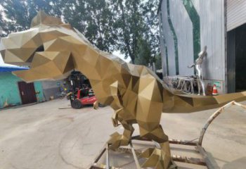 景觀恐龍雕塑供應，公園雕塑，金屬幾何恐龍雕塑制作