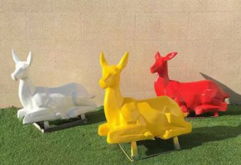 景觀小鹿雕塑精選，陸地擺件，公園烤漆小鹿雕塑精品