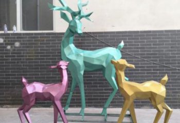 主題小鹿雕塑優選，多彩藝術，抽象烤漆小鹿雕塑選用