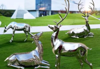 雕塑小鹿景觀制造，街景小品，鏡面小鹿雕塑優價