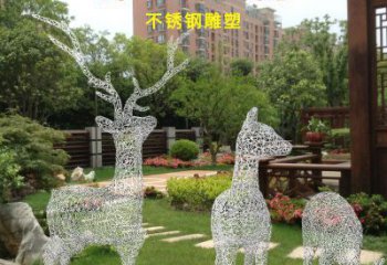 抽象梅花鹿雕塑展品，小區雕塑，鏤空梅花鹿雕塑制作