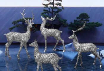 梅花鹿雕塑工廠，城市裝飾，景觀鏤空梅花鹿雕塑供給