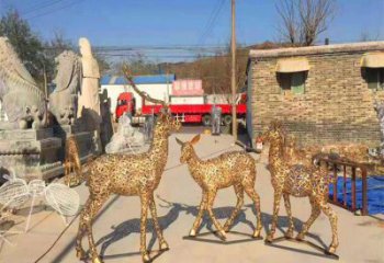 金屬小鹿雕塑制作，鋼絲組合，公共鏤空小鹿雕塑優(yōu)選