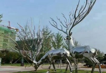 景觀小鹿雕塑選用，美陳雕塑，抽象切面小鹿雕塑標準