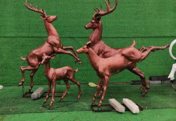 銅梅花鹿雕塑制作，公園小品，梅花鹿銅雕塑優(yōu)選