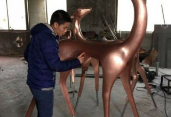 園林小鹿雕塑供求，中式工藝，抽象銅鹿雕塑精選