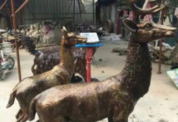 銅鹿雕塑，鑄銅動物雕塑