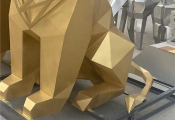 幾何獅子雕塑制造，金屬構件，不銹鋼獅子雕塑提供