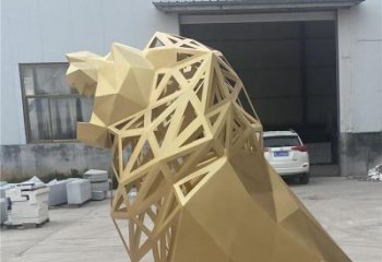 獅子雕塑擺件，烤漆工藝制作，大型不銹鋼獅子雕塑公司