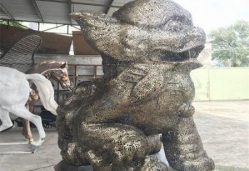 廣場獅子雕塑訂做，鏤空雕塑，不銹鋼透雕獅子雕塑