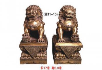 金屬獅子雕塑制作，城市裝飾，黃銅蹲獅雕塑選定