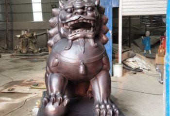 紫銅獅子雕塑提供，露天雕塑，蹲獅雕塑生產承接