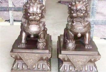 紫銅獅子雕塑通用，動物裝飾標識，景觀蹲獅雕塑承接