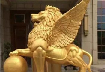 戶外獅子雕塑通用，鑄銅藝術(shù)，黃銅飛獅雕塑供應(yīng)