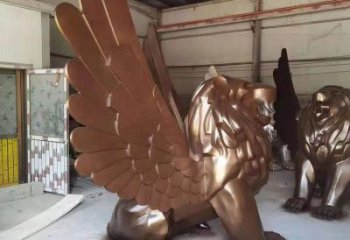 景觀獅子雕塑造型選用，美陳雕塑，抽象飛獅雕塑標準