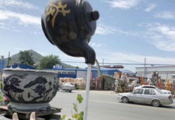 不銹鋼吊壺雕塑，水景雕塑，民族天壺雕塑廠家