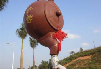 藝術水景吊壺雕塑，園林裝飾，鋼結構吊壺雕塑制造廠家