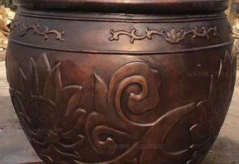 蓮花圖紫銅缸雕塑