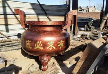 寺廟三足爐雕塑