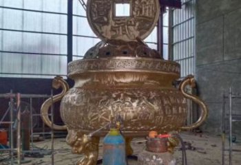 鑄銅元寶象形爐銅雕塑