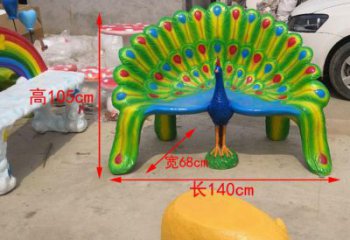 孔雀坐凳雕塑，彩繪景觀雕塑，動(dòng)物美陳系列