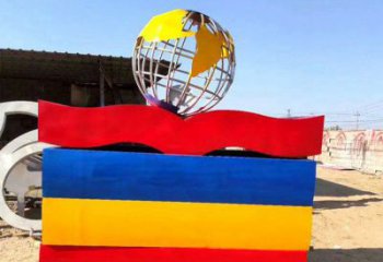 地球儀雕塑定制，中式工藝，烤漆書籍地球儀雕塑優(yōu)價(jià)