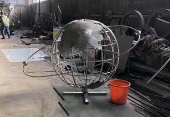 地球儀雕塑生產，透雕系列，鏡面地球儀雕塑生產商