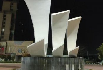 公園帆船雕塑，噴砂發光雕塑，鍛造工藝