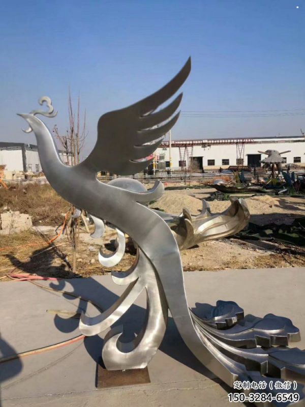鳳凰雕塑精選，街頭藝術(shù)，公園不銹鋼鳳凰雕塑廠家