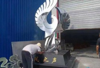 景觀鳳凰雕塑定做，小區(qū)擺件，鏡面不銹鋼鳳凰雕塑制作
