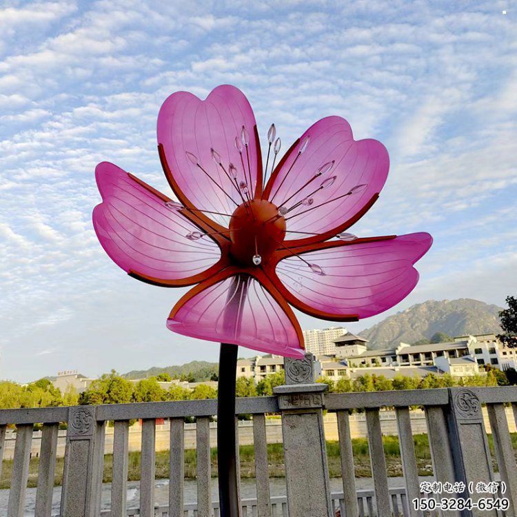 桃花雕塑生產廠家，村標概念，烤漆桃花雕塑承接