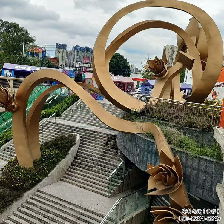 櫻花雕塑優選，陸地擺件，不銹鋼櫻花雕塑廠家