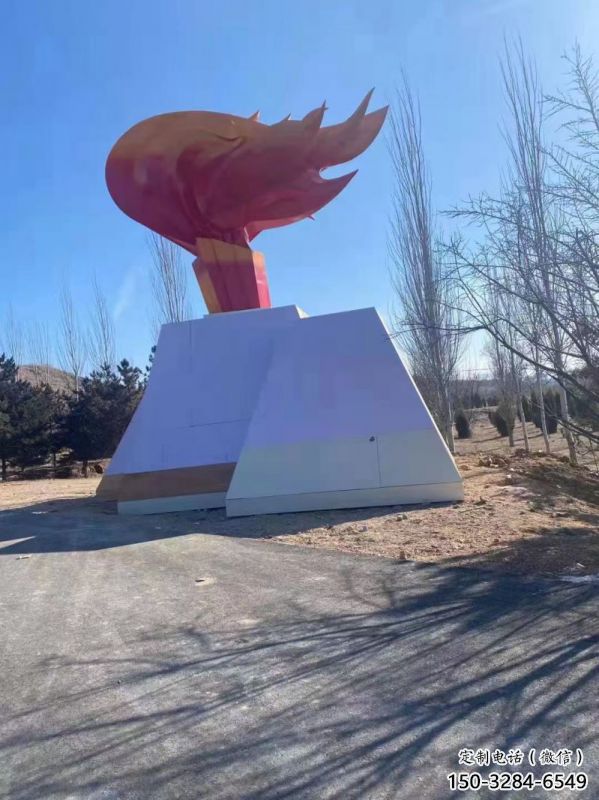 戶外火把雕塑訂做，多彩藝術(shù)，不銹鋼火把雕塑制造
