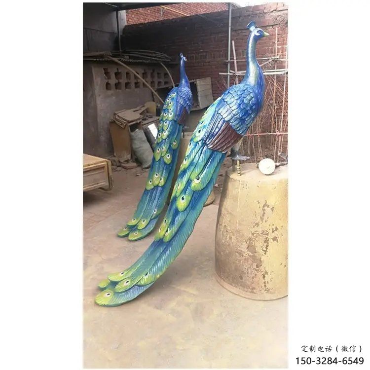 彩繪孔雀景觀批發，景觀雕塑，仿真孔雀雕塑定價