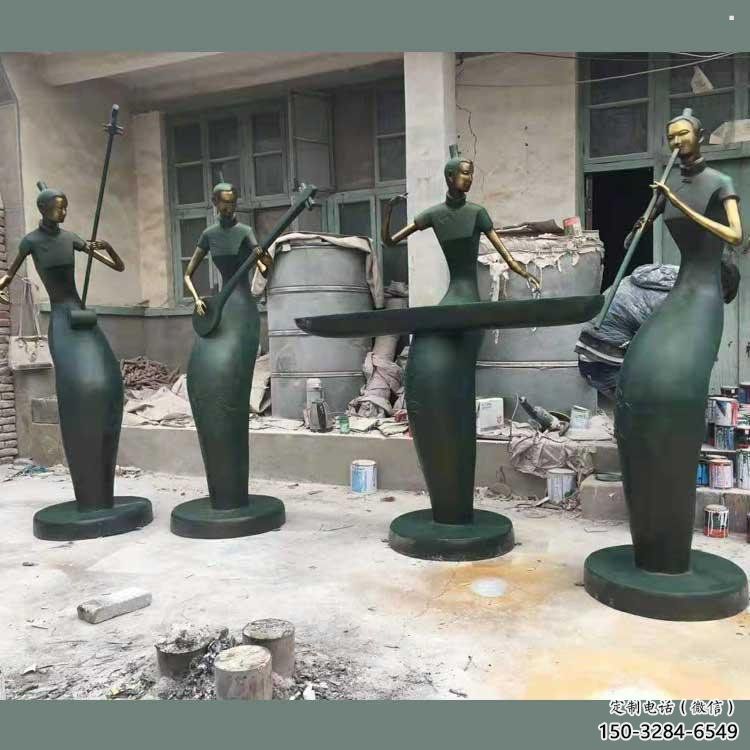 彈古箏雕塑供求，村標概念，民俗人物雕塑制作承接