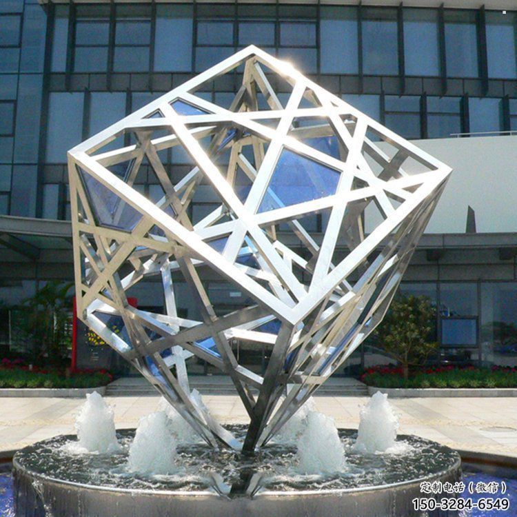 方塊雕塑特供，噴泉雕塑，不銹鋼方塊雕塑優選