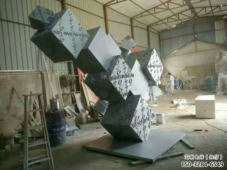 戶外幾何體雕塑廠家，廣場(chǎng)雕塑，不銹鋼幾何體雕塑訂做