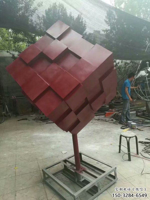 正方體雕塑供需，廣場(chǎng)雕塑，不銹鋼正方體雕塑選用