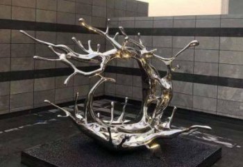 庭院海浪雕塑，鍍金歐式雕塑，鏡面形式