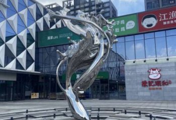 校園海浪雕塑，拉絲景觀雕塑，抽象主題