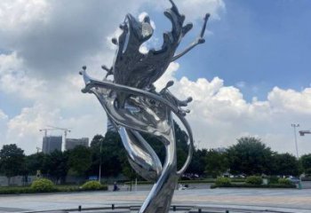 園林海浪雕塑，噴漆景觀雕塑，鏡面形式
