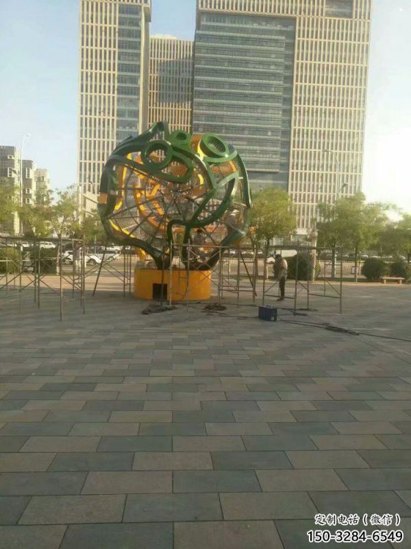 鏤空球雕塑制造商，動態雕塑，烤漆鏤空球雕塑精品