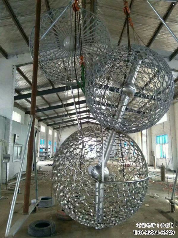 空心球雕塑點擊，景觀雕塑，鏤空空心球雕塑制作