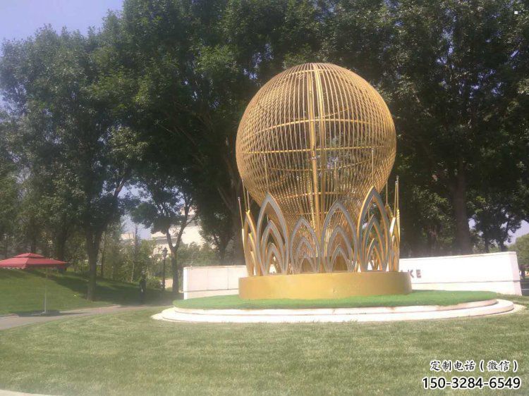 燈光球雕塑點(diǎn)擊，陸地擺件，不銹鋼燈光球雕塑預(yù)定
