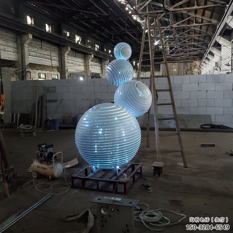 燈光球雕塑定做，標識雕塑，不銹鋼燈光球雕塑選定