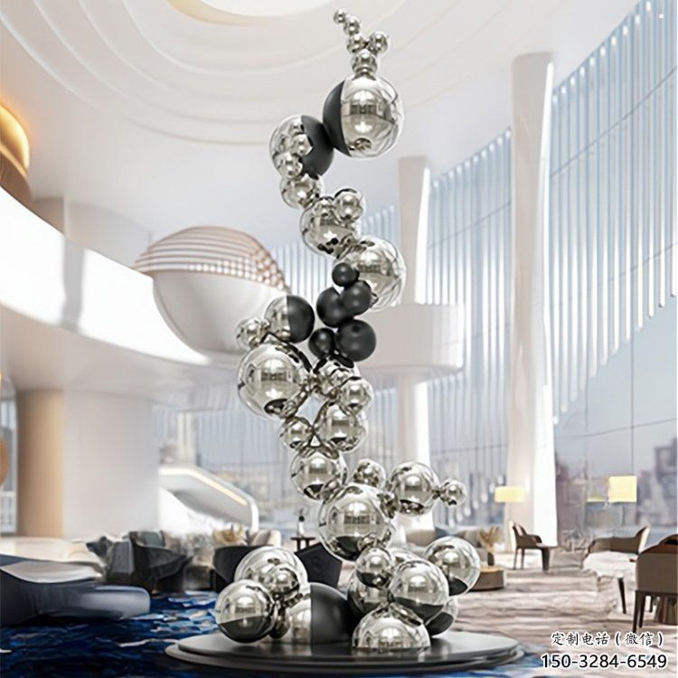 分子球雕塑制作，歐式風格，不銹鋼分子球雕塑優選